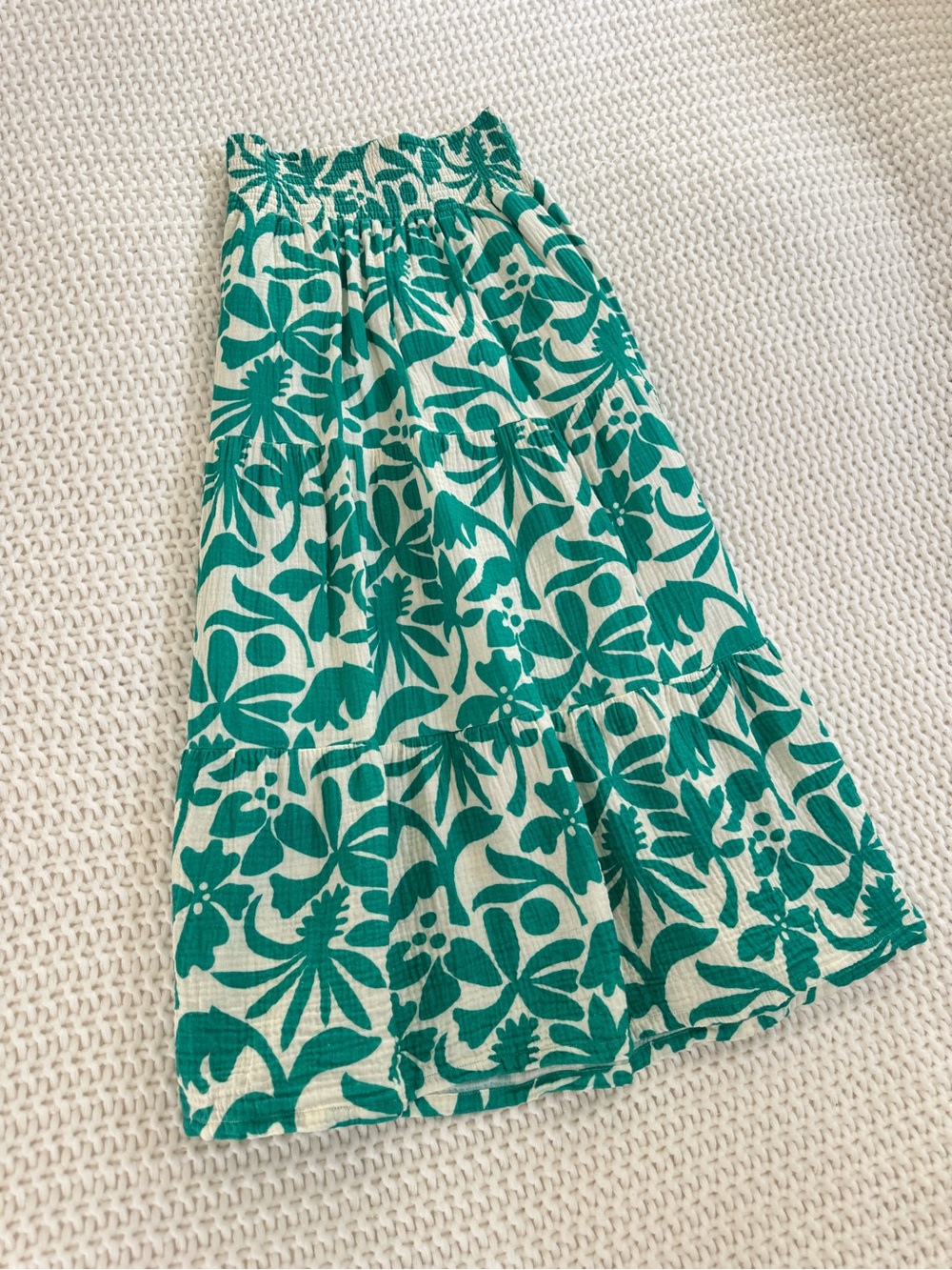 Marine Layer Teal Floral Smocked Maxi Skirt